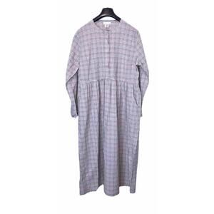 Serendipity Summer Soft Plaid Midi Dress Organic Cotton Relaxed Fit Pastels L